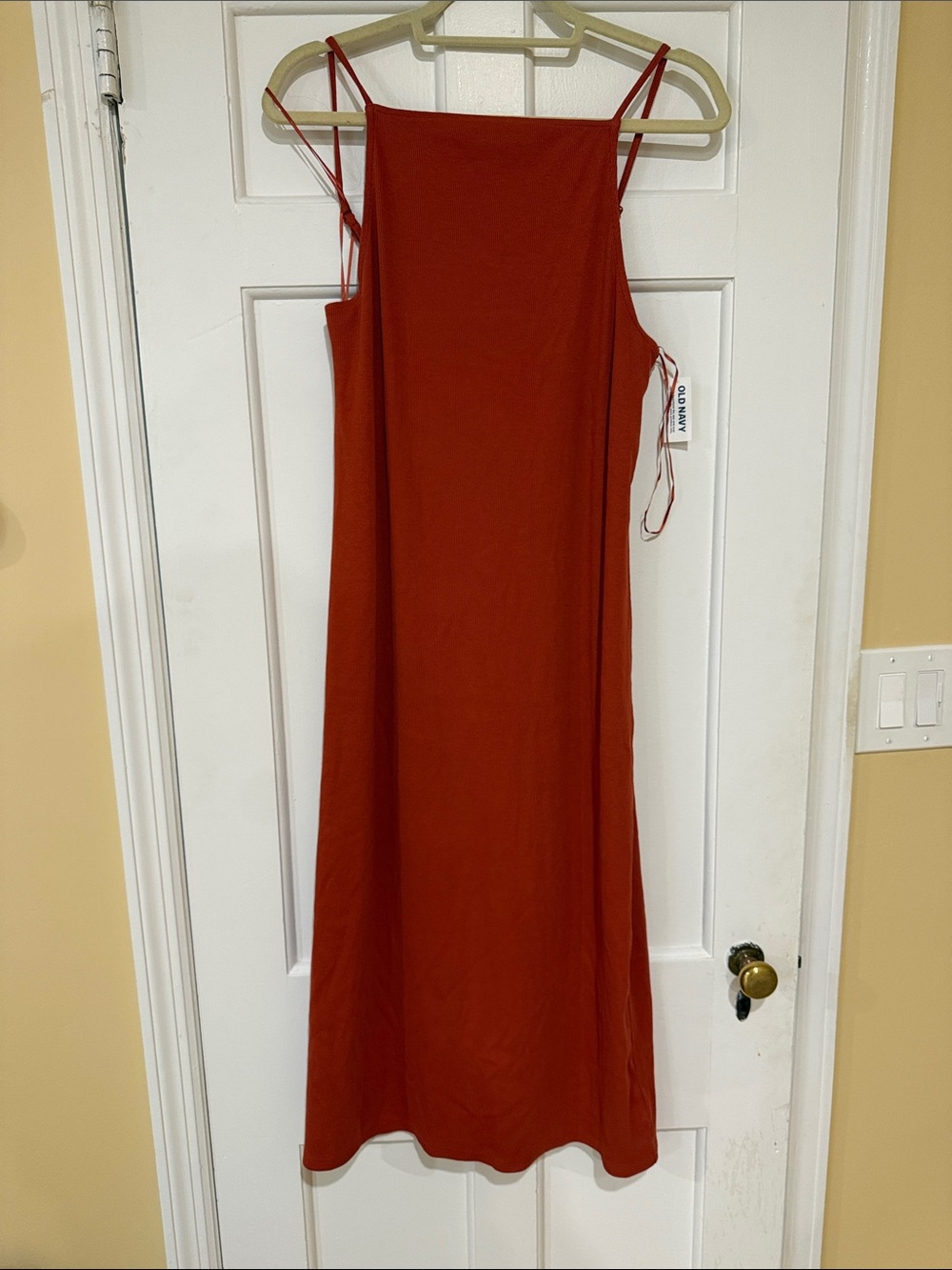 Old Navy Rust Red Midi Slip Dress with Spaghetti Straps